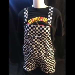 Blackheart Checkered Overall Shorts Hot Topic